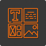 Icon depicting text, images and layout for the web